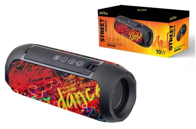 Портативная беспроводная колонка Perfeo "STREET DANCE" с рисунком (черный)