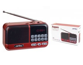 Радиоприемник Perfeo цифровой ASPEN FM 87.5-108МГц/ MP3/ USB или 18650/ красный (i20RED) PF_B4058