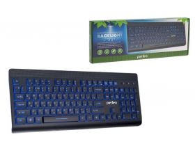 Клавиатура проводная мультимедийная Perfeo "BACKLIGHT" подсветка кнопок/букв USB  (черный)