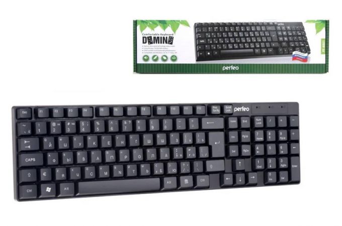Клавиатура проводная Perfeo "DOMINO" стандартная, USB  PF_4511 (черный)