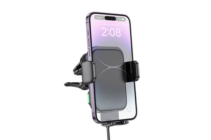 Держатель автомобильный для телефона HOCO HW10 Jenny three-axis linkage wireless fast charging car holder(air outlet) черный