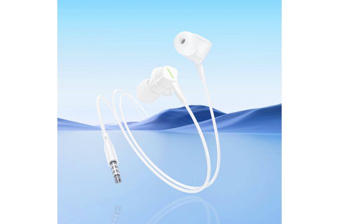 Наушники вакуумные проводные HOCO M113 Clear universal digital earphones with microphone штекер Lightning (белый)