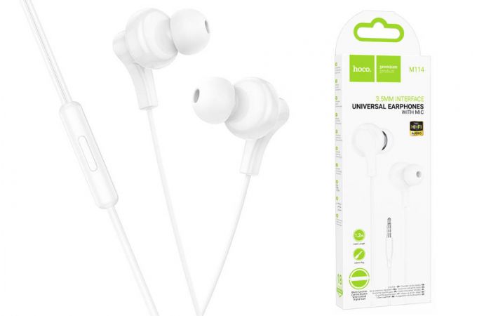 Наушники вакуумные проводные HOCO M114 Jia universal digital earphones with microphone штекер Type-C (белый)