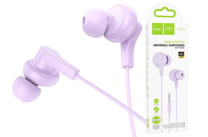 Наушники вакуумные проводные HOCO M114 Jia universal digital earphones with microphone штекер Type-C (фиолетовый)