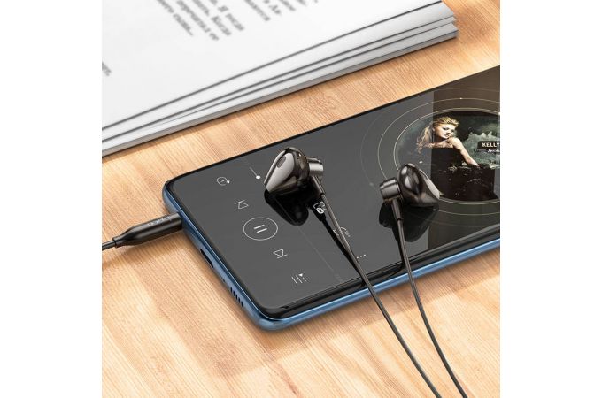 Наушники вакуумные проводные HOCO M125 Smart metal universal earphones with microphone (черный)