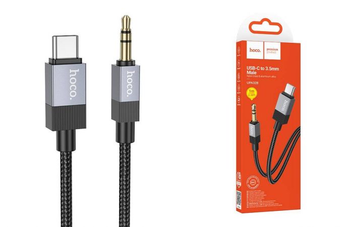 Кабель аудио HOCO UPA32B Clever (штекер Type-C - вход AUX 3.5 mm) 1 метр черный