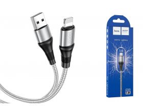 Кабель USB - Lightning HOCO X50, 2,4A (серый) 1м (в оплетке)
