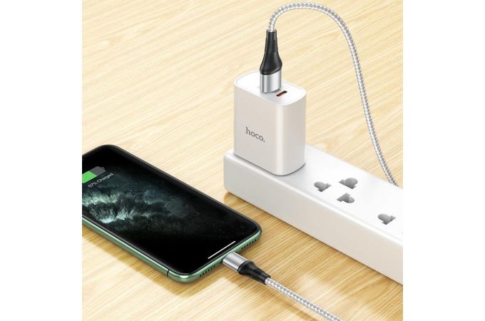 Кабель USB - Lightning HOCO X50, 2,4A (серый) 1м (в оплетке)