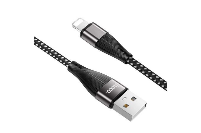 Кабель USB - Lightning HOCO X57, 2,4A (черный) 1м (в оплетке)