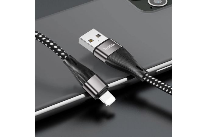 Кабель USB - Lightning HOCO X57, 2,4A (черный) 1м (в оплетке)