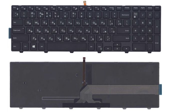 Клавиатура для ноутбука Dell Inspiron 15-3000 черная с подсветкой