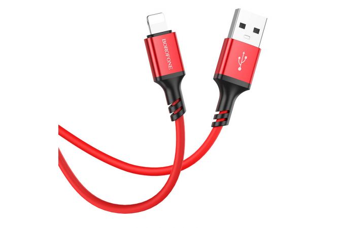 Кабель USB - Lightning BOROFONE BX83 2,4A (красный) 1м (силиконовый)