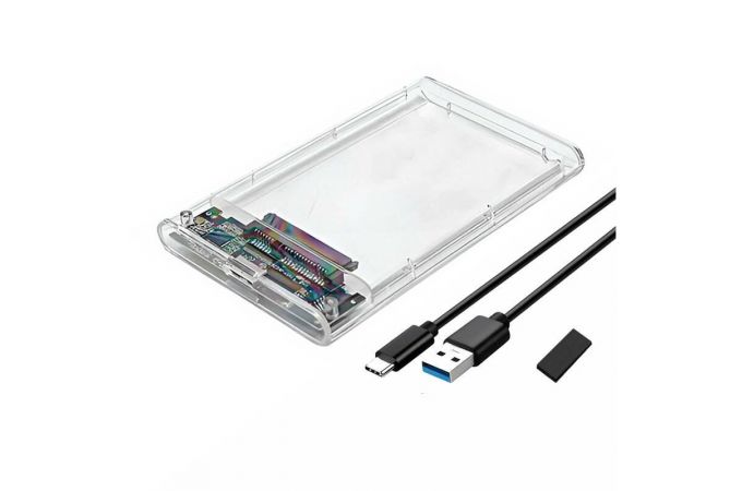 Кейс для HDD/SSD 2.5'' TYPE-C (USB3.1) - SATA пластик (прозрачный)