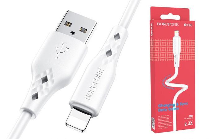 Кабель USB - Lightning BOROFONE BX48, 2,4A (белый) 1м