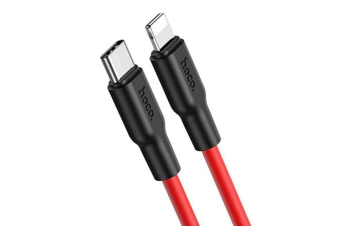 Кабель USB Type-C - Lightning HOCO X21 PLUS, 3A PD20W (красный) 1м (силиконовый)
