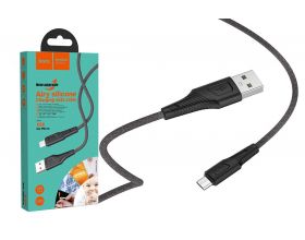 Кабель USB - MicroUSB HOCO X58 2,4A (черный) 1м (силикон)