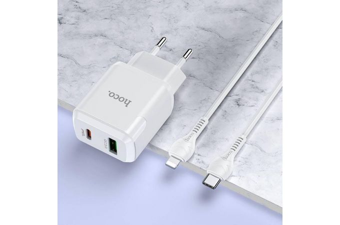Сетевое зарядное устройство USB-C + кабель Lightning - Type-C HOCO N5 PD20W (белый)