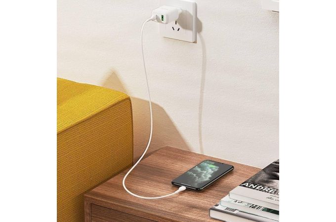 Сетевое зарядное устройство USB-C + кабель Lightning - Type-C HOCO N5 PD20W (белый)