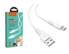 Кабель USB - MicroUSB HOCO X58 2,4A (белый) 1м (силикон)