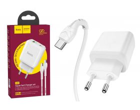 Сетевое зарядное устройство USB + USB-C + кабель Type-C HOCO N5 PD20W + QC 3.0 (черный)