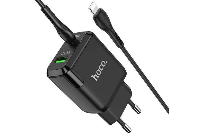 Сетевое зарядное устройство USB-C + кабель Lightning - Type-C HOCO N5 PD20W (черный)