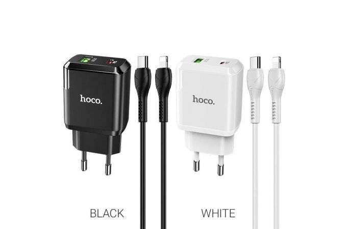 Сетевое зарядное устройство USB-C + кабель Lightning - Type-C HOCO N5 PD20W (черный)