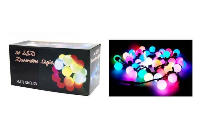 Гирлянда новогодняя светодиодная шарики большие матовые цветные RGB (4 метра)