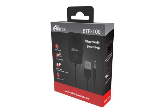 Аудиоадаптер RITMIX BTR-100 hands free, bluetooth 5.0, NFC