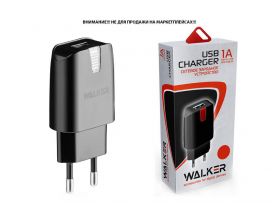 Сетевое зарядное устройство USB WALKER WH-11, 1А, 5Вт, черное