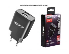 Сетевое зарядное устройство 2USB WALKER WH-31, 2.1А, 10,5Вт, черное