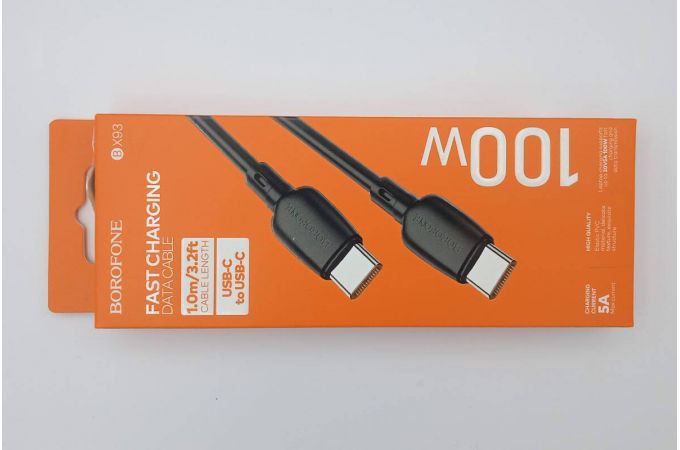 Кабель USB Type-C - USB Type-C BOROFONE BX93, PD100W (черный) 1м (УЦЕНКА! МЯТАЯ УПАКОВКА)