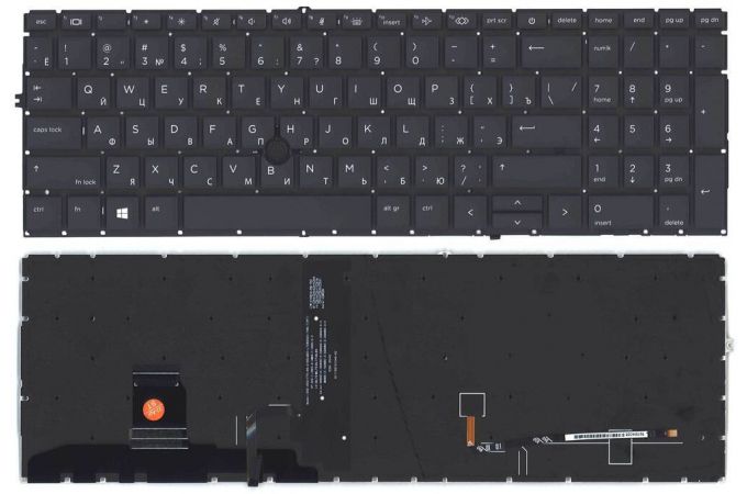 Клавиатура для ноутбука  HP Elitebook 850 855 G7 G8 черная с подсветкой и указателем