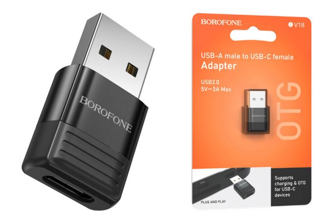 Переходник OTG Borofone BV18 USB штекер на Type-C гнездо USB2.0 адаптер