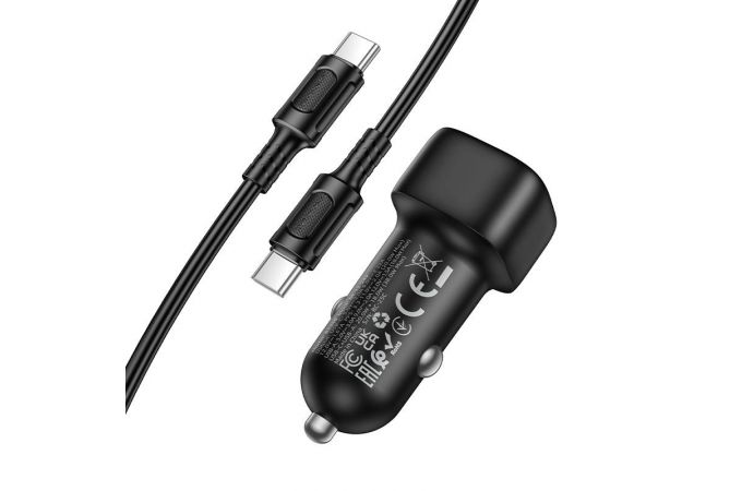 Автомобильное зарядное устройство BOROFONE BZ34B Cloud PD38W (USB - Type-C) с кабелем (Type-C -Type-C) (черный)