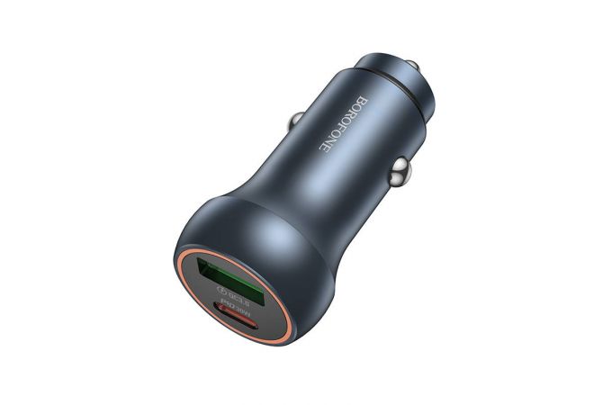 Автомобильное зарядное устройство АЗУ BOROFONE BZ32B Fresh 48W с 2 портами USB + Type-C PD30W+QC3.0 (металлический серый)