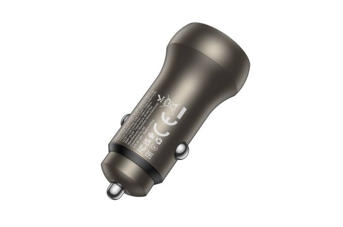 Автомобильное зарядное устройство АЗУ BOROFONE BZ32B Fresh 48W с 2 портами USB + Type-C PD30W+QC3.0 (металлический серый)