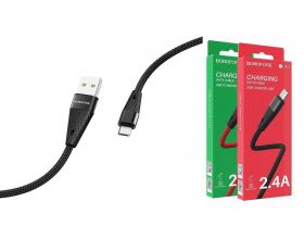 Кабель USB - MicroUSB BOROFONE BU10, 2,4A (черный) 1м (в оплетке)