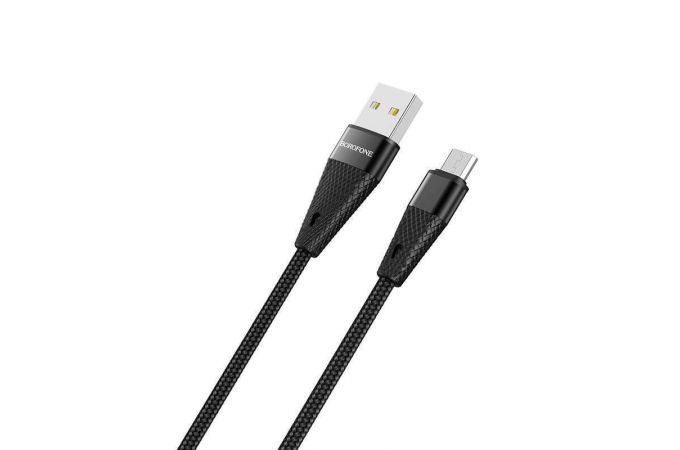 Кабель USB - MicroUSB BOROFONE BU10, 2,4A (черный) 1м (в оплетке)