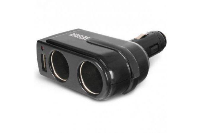 Разветвитель прикуривателя в авто Mystery MCU-2U на 2 прикуривателя+USB