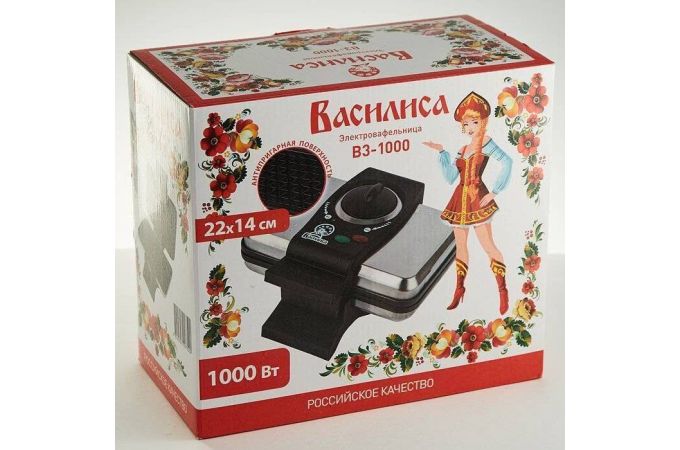 Вафельница ВАСИЛИСА В3-1000 1000 Вт, антипр.покр., 22*14см