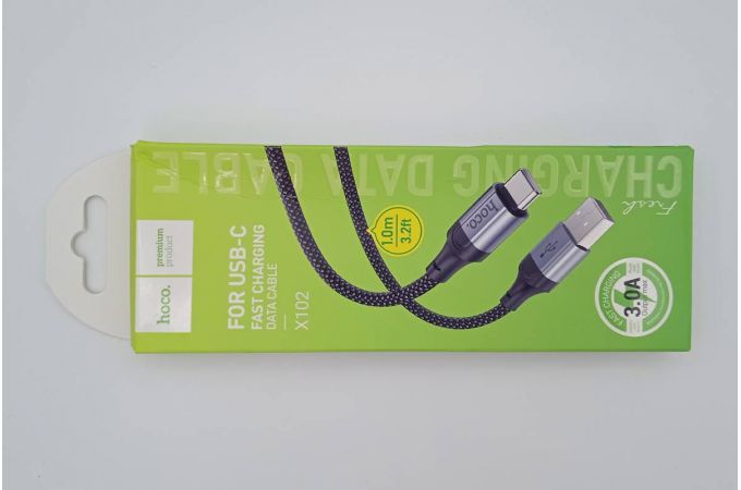 Кабель USB - USB Type-C HOCO X102, 2,4A (черный) 1м (УЦЕНКА! МЯТАЯ УПАКОВКА)