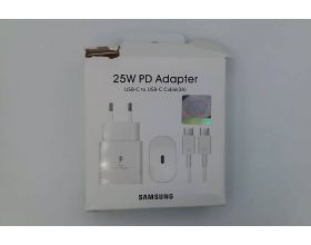 Сетевое зарядное устройство USB-C + кабель Type-C 3A Samsung PD25W (cop.)  (белый) Super Fast Charge EP-TA800NBEGWW (УЦЕНКА! МЯТАЯ УПАКОВКА)