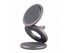 Беспроводное зарядное устройство (складное) Magssory Disc Signature Edition 3 в 1 для iPhone, с магнитами (Черный)