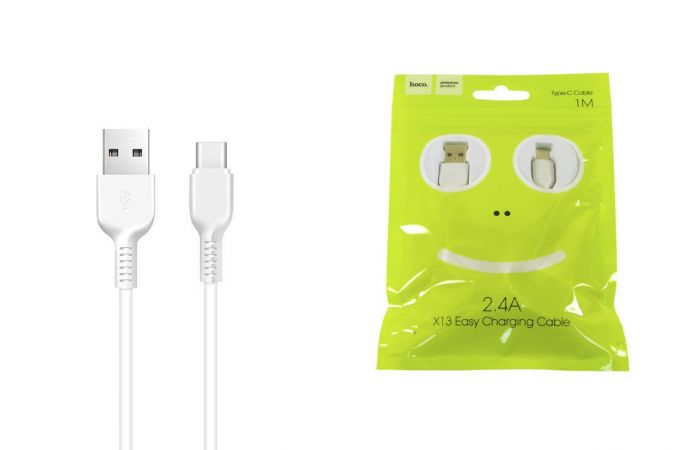 Кабель USB - USB Type-C HOCO X13, 2,4A (белый) 1м