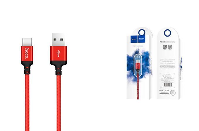 Кабель USB - USB Type-C HOCO X14, 3A (красный) 2м