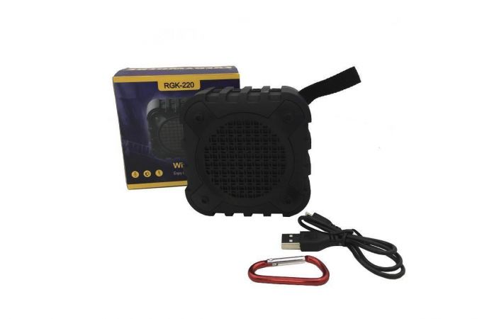 Портативная беспроводная колонка RGK-220 в обрезиненном корпусе (черный)
