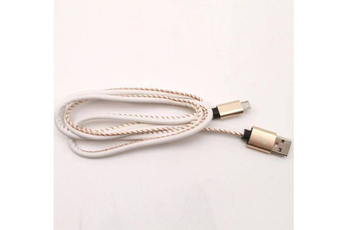 Кабель USB - MicroUSB в кожаной оплетке (красный) 1м