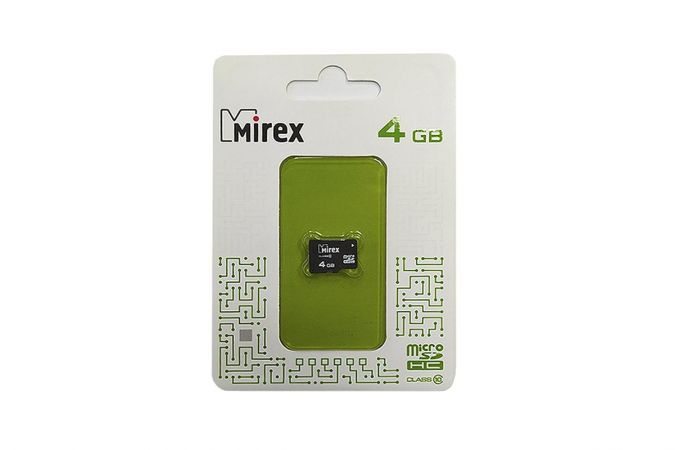 Карта памяти microSDHC MIREX 4 GB (class 10) без адаптера
