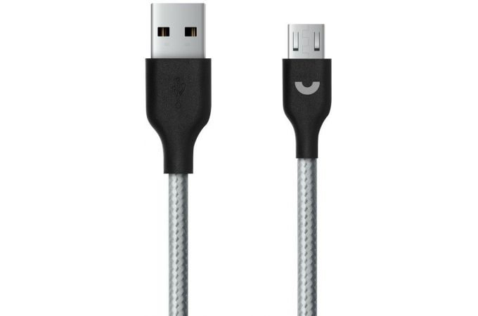 Кабель USB - MicroUSB Prime Line (7219) (серый) 1,2м (нейлон)