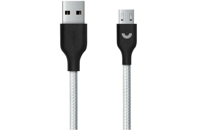 Кабель USB - MicroUSB Prime Line (7220) серебро 1,2м (нейлон)